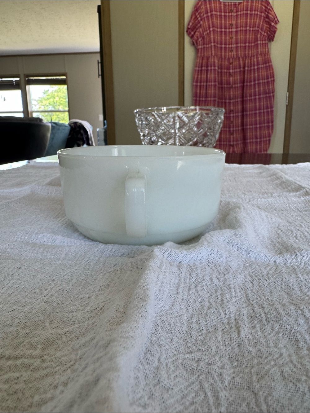 Anchor Hocking White Milk Glass Soup Mug with Handle